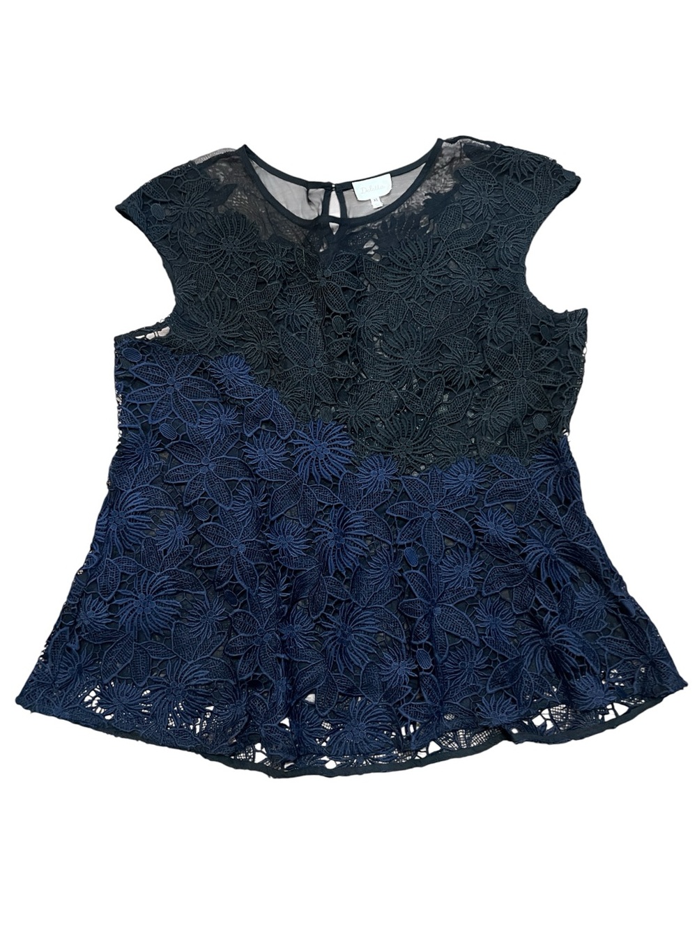 Anthropologie Lace Peplum Tank - Black & Navy